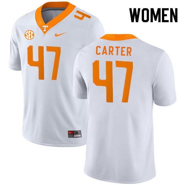 Women #47 Arion Carter Tennessee Volunteers College Football Jerseys Stitched Sale-White - Click Image to Close